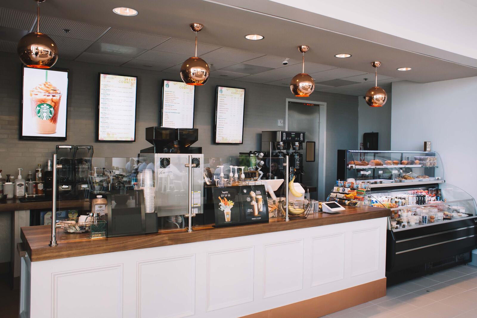 The espresso bar and pastry case at The Bean Counter